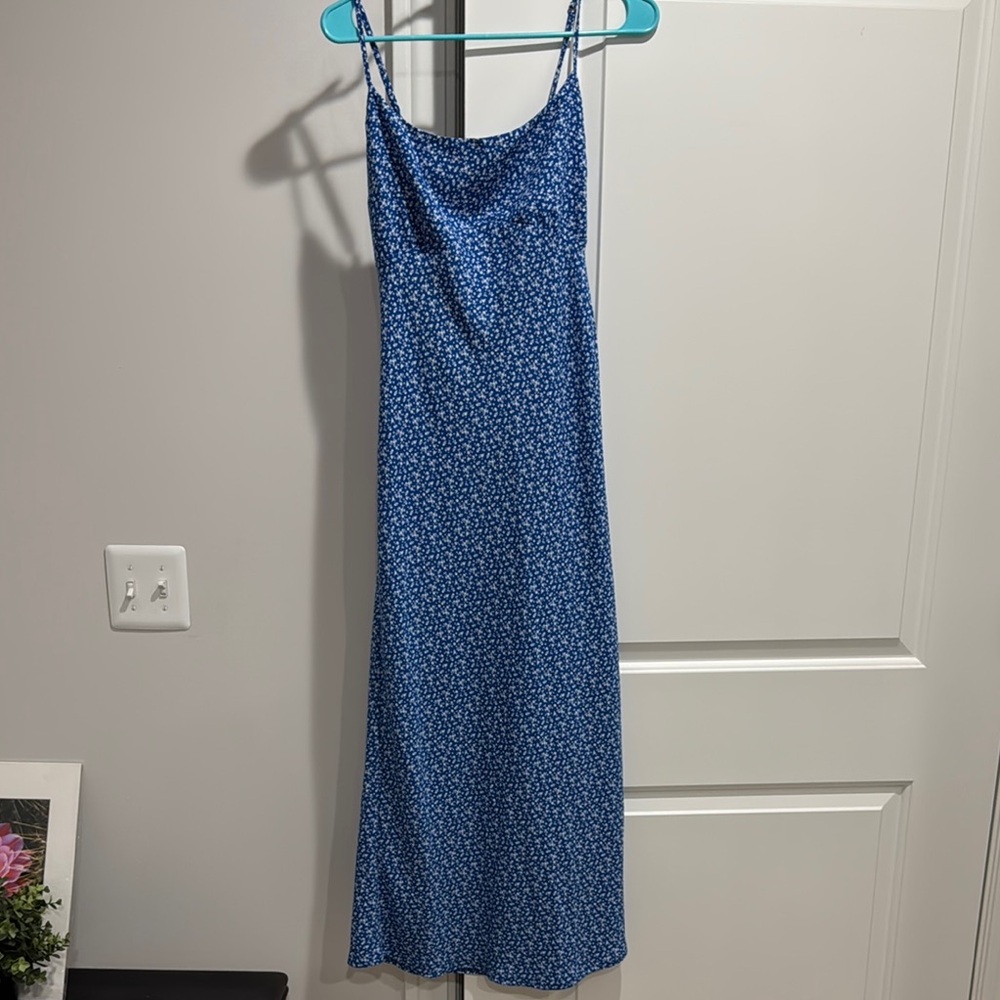 Hollister Blue Floral Spaghetti Strap Dress